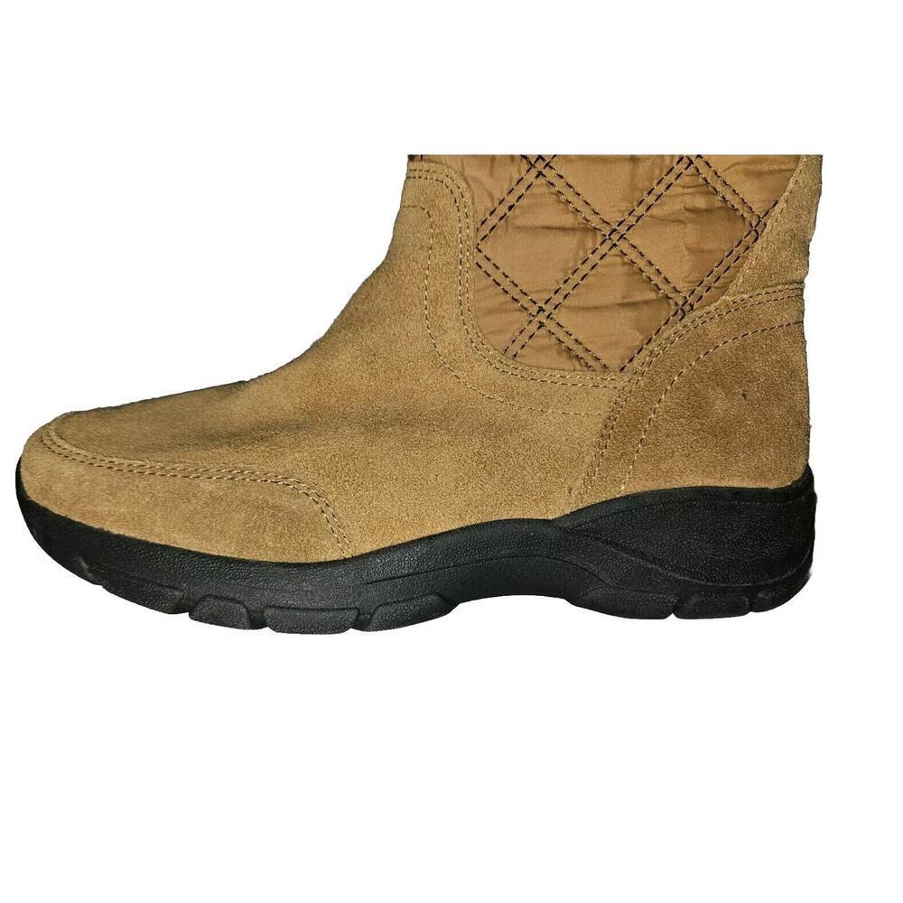 New! Lands End Womens Suede Quilted Boots All Weather Boots Size 7B Chestnut - Picture 2 of 15